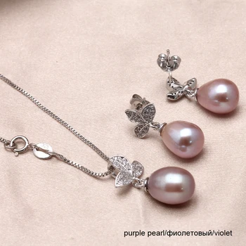 Real Perle Naturale seturi de bijuterii,Colier si Cercei mireasa seturi de bijuterii,Moda argint 925 seturi de bijuterii pentru femei