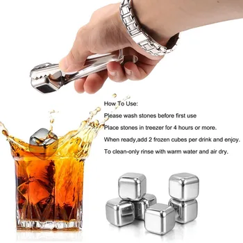 Realand Reutilizabile 8pcs/set din Oțel Inoxidabil Whisky Whisky Pietre Cuburi de Gheață pentru Răcire Vin Roci Coolere Răcitoarele de Băuturi