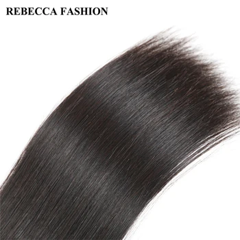 Rebecca Salon de Păr Brazilian Păr Țese 2 3 Pachete Cu Închidere Dreaptă Remy de Păr Uman Pachete Cu 4x4 Dantela 1 Pachet