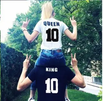 Regele Regina 10 Print T Shirt Femei 2017 Vara Iubitorii de Stil Tricou cu Maneci Scurte din Bumbac Litera T-shirt Femei Brand Cuplu Utilaje
