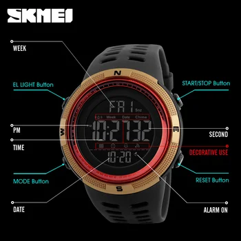 Relogio Masculino SKMEI Brand Bărbați Ceas Digital cu LED Chrono Numărătoarea inversă Impermeabil Om militare Ceas de Moda pentru Bărbați Ceasuri Sport