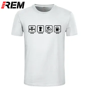 REM Brand de Îmbrăcăminte de Trezire Cafea Rider Bere Biciclete Amuzant Tricou Tricou Barbati din Bumbac cu Maneci Scurte T-shirt de Sus Camiseta