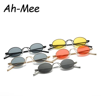 Retro Mici, Ovale ochelari de Soare Pentru Femei Unisex Cadru Metalic 2018 Brand de Moda Designer Culoare Lentile de Ochelari de Soare UV400