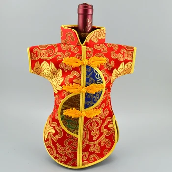 Reutilizabile Etnice din China Sticla de Vin Sac 750ml Capac de Praf Decoratiuni de Masă Brocart de Mătase Pungă Sticla de Vin de Ambalare 10buc/lot
