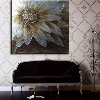 Rezumat pictura pe panza,argint flori picturi in ulei, flori moderne de artă pentru decorarea acasă pe perete
