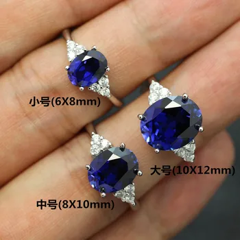 Romantic bijuterii inel de coadă redimensionabilă S925 argint oval albastru stone inele penis Setare femei