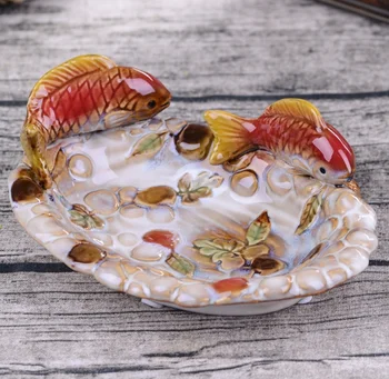 Romanul Portelan Cuplu de Pește în Miniatură detergent de Vase Decorative de Baie din Ceramică Organizator Ornament Artă și Meșteșug Ustensilă Accesorii