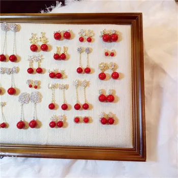 Roșu Perle De Apă Dulce Picătură Cercei Pentru Femeile Aretes Vintage Bijoux Mireasa S925 Argint Bijuterii Cel Mai Bun Cadou De Crăciun