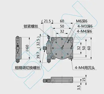 RS60L R Axa de Rotație de alunecare etapă de Mare Precizie Micrometru Manual Reglabil Cadru Platformă R Alunecare de masă 60mm
