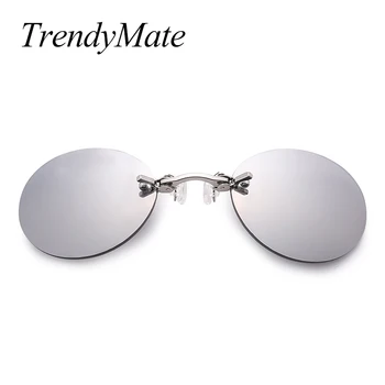 Runda Clip pe Nas Bărbați ochelari de Soare de Designer de Brand UV400 Rece Steampunk Ochelari de Soare Femei Vintage din Metal Negru Acoperire Gafas 1181T