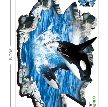 Rupt de Perete 3D Autocolante de Perete Wucaichi Colorat delfin Autocolante de Perete Ușa Stick un Nou Început