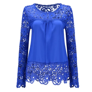 S-5XL Femei, Plus Dimensiune Bluze de Dantelă Albă Bluze Camasi Chiffion Bluze Gol Afară de Femei, Topuri Femei Plus Dimensiune Îmbrăcăminte pentru Femei