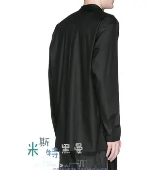 S-5XL Noua moda pentru Bărbați valul stand guler pulover cămașă stil chinezesc negru vrac Confortabilă cu mânecă lungă cămașă hairstylist costume