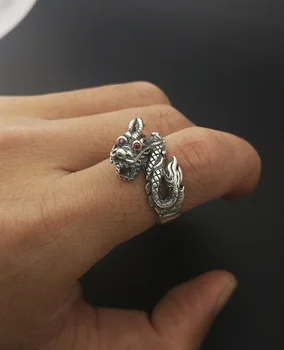S925 Argint Bijuterii Artizanat Retro Argint Thai Personal Dragon De Sex Masculin De Moda Ring