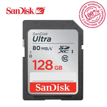 SanDisk Ultra SDXC Card SD Class10 16GB 32GB 64GB 128GB Card de Memorie C10 UHS-I 80MB/s pentru Camera Video (SDSDUNC-128G-ZN6IN)