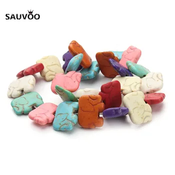 SAUVOO Aprox 25pcs/lot Mixt Rosu/Albastru/Galben/Rosu Culori Sintetice Elefant Howlite Piatră Colier Margele pentru a Face Bijuterii