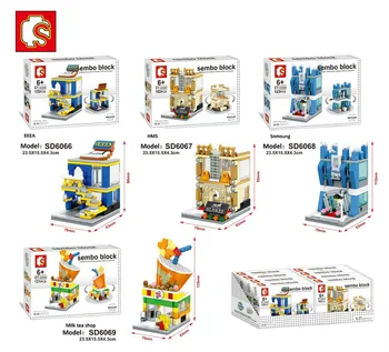 SEMBO Blocuri Mini Magazin Alimentar Modelul de Constructii din Plastic de Jucărie Mic Magazin Stradal Educative pentru Copii jucarii pentru Copii Cadouri brinquedo