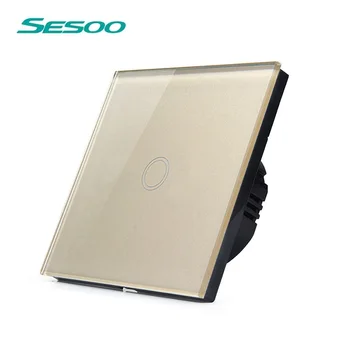 SESOO Standard UE Touch Comutator, 1 Banda 1 de Drum,Lumina de Perete Ecran Tactil Comutator,Sticla de Cristal Panou Comutator AC 110-250V pentru Lig