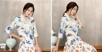 Shanghai Poveste Chineză Stil De Moda Pentru Femei Bluze Maneca 3/4 Chineză Tricouri Hanfu Top Casual Pentru Femei Camasa Lenjerie De Sus