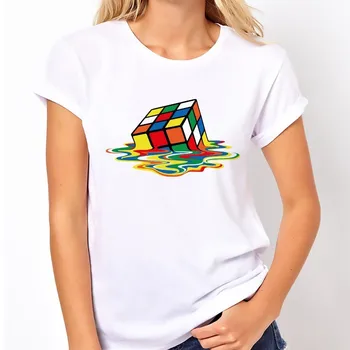 Sheldon Cooper Topește Cubul Rubik tricou femme jollypeach nou brand de moda alb tricou femei moale T-Shirt confortabil