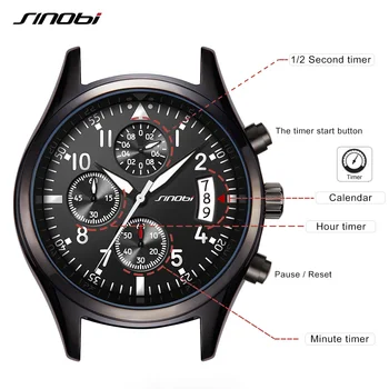 SINOBI Mens Ceasuri de Top de Brand de Lux Chronograph Ceas din Oțel Inoxidabil de Afaceri de Brand Ceas Ceasuri Relogio Masculino