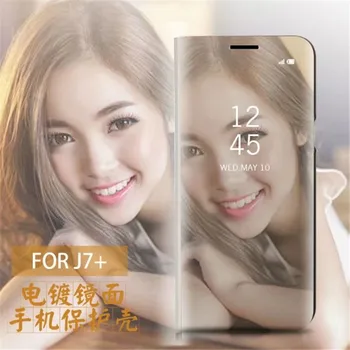 Smart View Flip Stand Caz Pentru Samsung Galaxy J3 J5 A5 2017 S9 S8 S7 Plus S6 Lux Oglindă Clară Telefon Cover Pentru Huawei P10 Lite