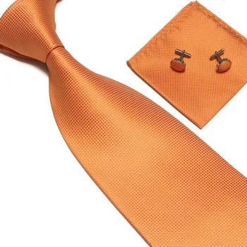 Solid gât cravată set butoni batista pentru bărbați cravate negre