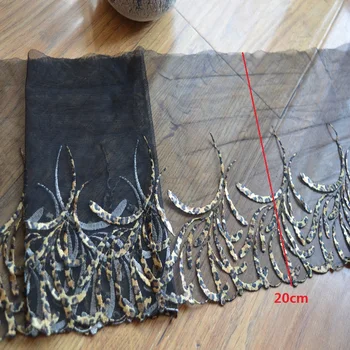 Somelace 2 yds/lot 20cm mesh negru leopard de imprimare Broderie Dantelă Asieta manual DIY accesorii din dantela materiale textile 092506