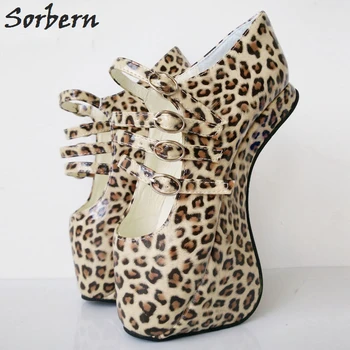 Sorbern Personalizate Leopard Noutate Extrem Tocuri Inalte Heelless Balet Pompa De Pantofi Sexy Fetish Doamnelor Pantofi Cu Tocuri De Dimensiunea 43