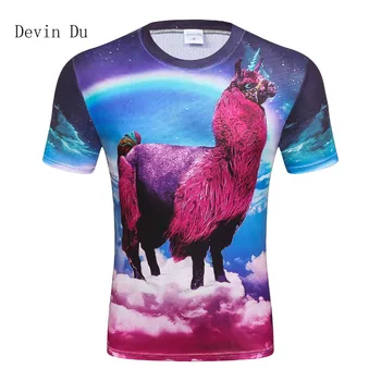 Spațiu GalaxyT Tricou Animal Lama Pacos T Shirt de Imprimare bărbați 3d Moda T-Shirt Amuzant Graphic Tee Shirt de Mari Dimensiuni