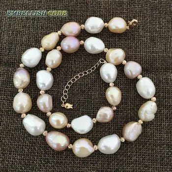 Speciale semi baroc neregulate perla a Crescut de Aur margele colier Mixte de culoare alb roz violet stely perle de apă dulce pentru femei