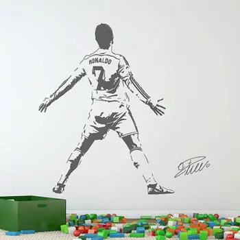 Sport Decalcomanii de Perete Star de Fotbal Cristiano Ronaldo Autocolante Pentru Camera Copiilor, Living Și Școala Cu Adeziv Lipire Ușoară