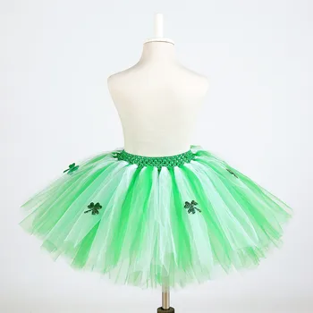 St. Patrick ' s Day Fete Fuste pentru Copii Verde de Trifoi Fetita Tutu Fusta Pufos Irlandez Copii Princess Tul Petrecere de Dans Fusta