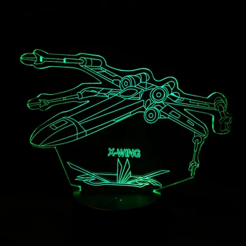 Star Wars! 3D X-Wing Fighter Lampa de Birou cu Laser Gravat Schimbare de Culoare Lumină de Noapte Patul pentru Copil dropshipping