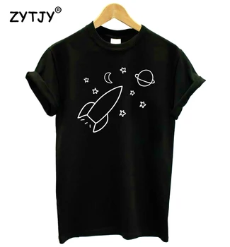 Stele de rachete spațiu planeta Imprimare tricou Femei din Bumbac Casual Amuzant tricou Pentru Doamna Fata de Top Tee Hipster Tumblr Picătură Navă Z-1129