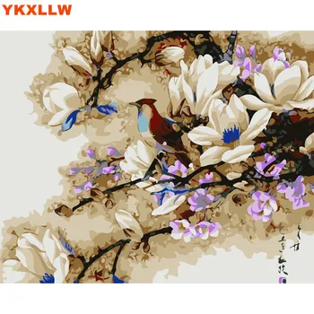 Stil chinezesc cu Flori de Bujor de colorat Cu Numere de Kituri de Vopsele Numărul de Pictură în Ulei cu Desen Pe Panza camera de zi de Decorare