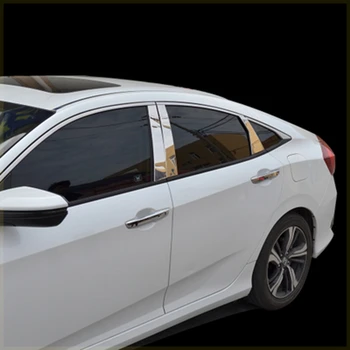 Styling auto din Oțel Inoxidabil, Ornamente Fereastră Centru Piloni B + C Pilon Post Acoperă Turnare 6Pcs se Potrivesc Pentru Honda Civic al 10-lea 2016 2017
