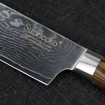 SUNNECKO 5 inch, Cutit Santoku Japoneză Bucătărie Cutite Damasc VG10 Oțel Puternic Duritate Lama Pakka Mâner din Lemn Slicer