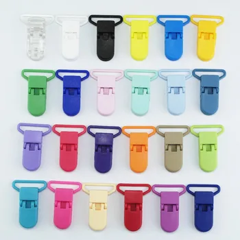 Sutoyuen 48pcs 25mm D Forma Kam fals de Plastic Suzeta Lant Titularul Clipuri Suspensor Liant Suzete Jucarii Lanț Clipuri 15 Culori