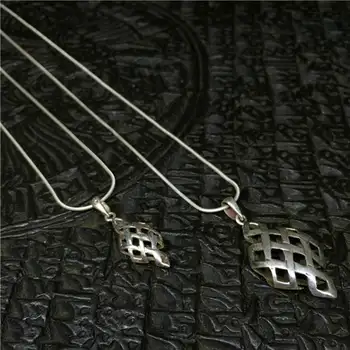 T9097 Tibetan fără sfârșit Noduri Amuleta Pandantiv argint 925 Coliere pentru iubitorii Nepal handmade argint bijuterii