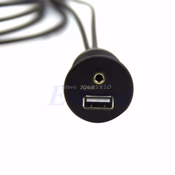 Tabloul de Bord auto Moto Flush Mount Panel USB 2.0 3.5 mm M/F AUX Plumb Cablu de Extensie Z09 Picătură navă