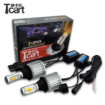 Tcart LED DRL Lumina de Semnalizare T20 Mașina din Față Auto de Semnalizare Laterale DRL Lumini de Zi, Becuri pentru Mazda 3 2010-2018