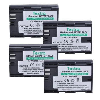 Tectra 4BUC LP-E6 LP-E6N LPE6 LPE6N Baterie pentru Canon EOS 5D 5D2 5DS R Mark II 2 / III 3 60D 6D / 60Da 7D 7D2 7DII 70D 80D etc.