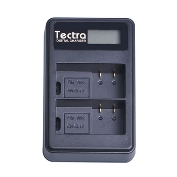 Tectra EN-EL15 LCD Dual USB Încărcător pentru Nikon D7100 D750 D7000 D7200 D810 D610 D600 D800 D800e D810a 1 v1 și MH-25