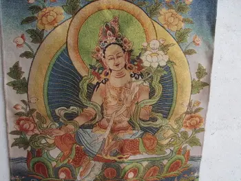 Tibet, de mătase broderie fel bodhisattva guanyin thangka/2