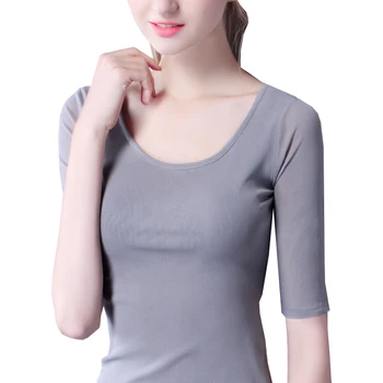 Tifon femeie t-shirt mâneci scurte de vară subțire shayi t shirt cămașă de bază de nisip haine jumătate maneca tricou dantelă de top de sex feminin sg26083