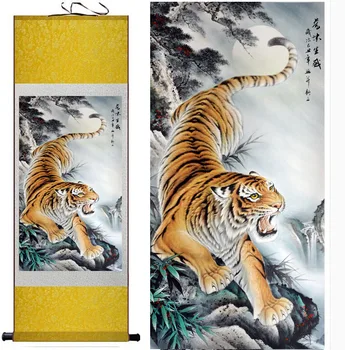 Tiger pictura tradițională Chineză Pictura Arta Biroul de Acasă Decorare mătase scroll art tigru pictura