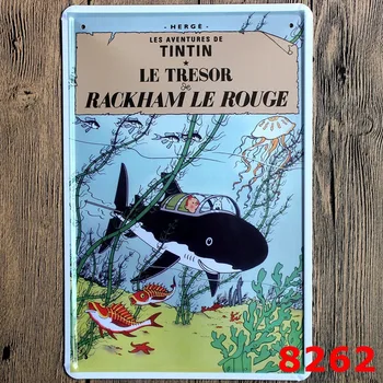Tintin Film de Desene animate Tin Semn Placă de Metal Fier Pictura Camera Copii Perete Bar, Ktv Cafea Acasa Art Decor 30X20CM O-8262