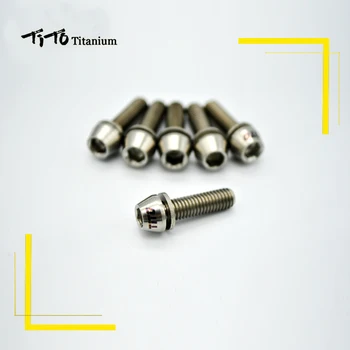 TiTo 6pcs aliaj de Titan pentru biciclete stem Șuruburi Șurub Ti Bolt Kituri cu Șaibă de Distanțare cap conic M5x18mm
