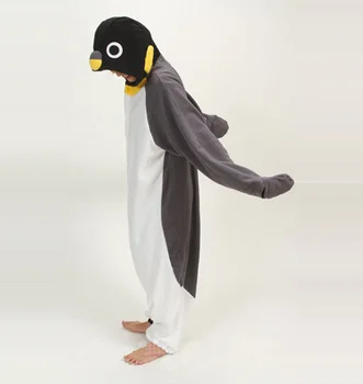 Toamna Iarna Drăguț Animale Desene Animate Gri Negru Pinguin Set De Pijama Pentru Adulti Unisex Maneca Lunga Costumașul Homewear Cosplay